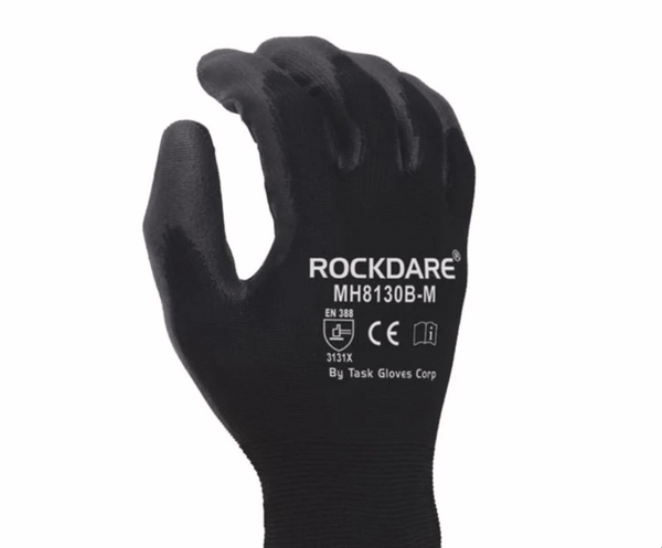TASK 13G Black Polyurethane Coated Gloves, Black, MH8130B